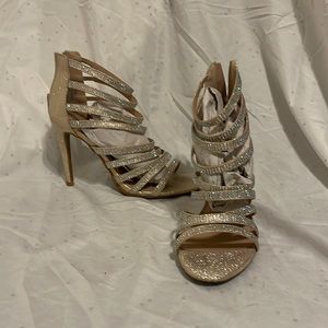 Champagne glitter midi heels